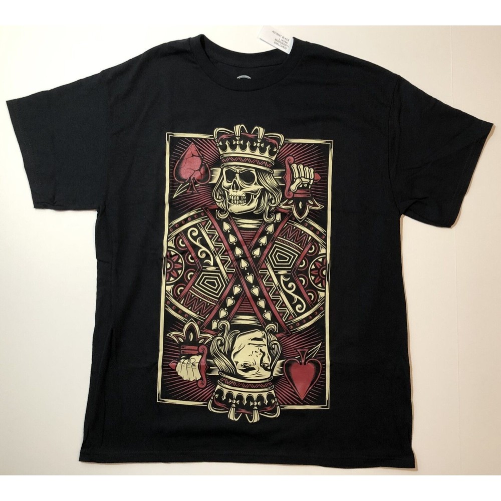 DOM Men's Skeleton Playing Card Spade Graphic T-Shirt - Large NWT